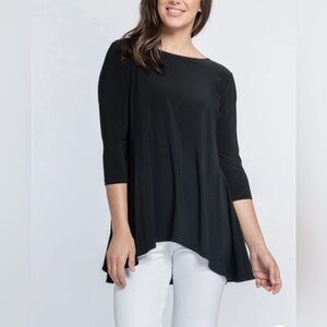 Sympli Black Women's Shark Bite Jersey Tunic Top